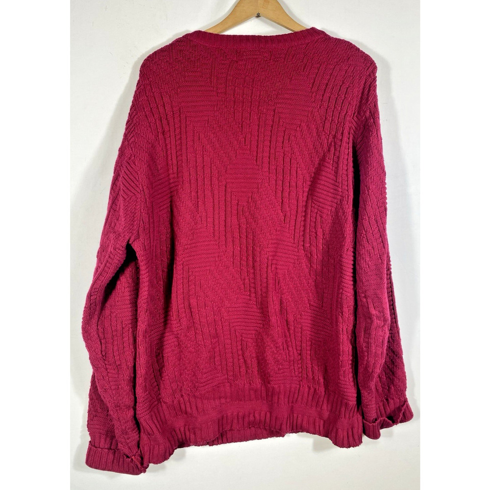 Vintage Sweater Large Mens Chunky Knit Oversized Fisherman Core Red USA Puritan - Picture 4 of 6